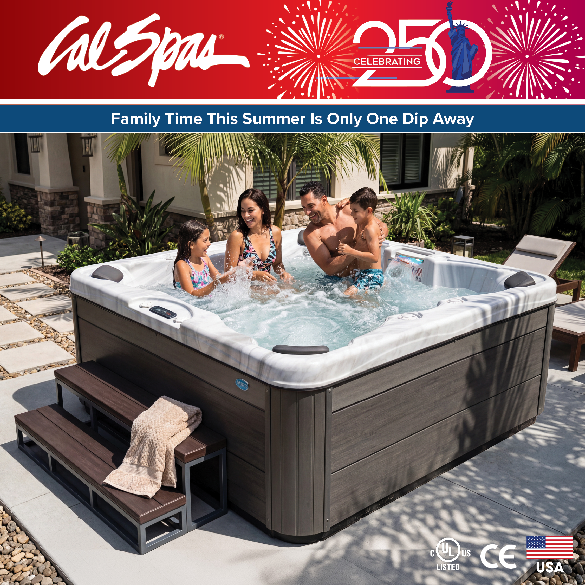 Calspas hot tub being used in a family setting - Marysville